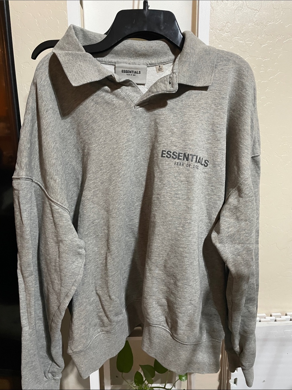 Essentials Light Grey Logo Collared Sweatshirt